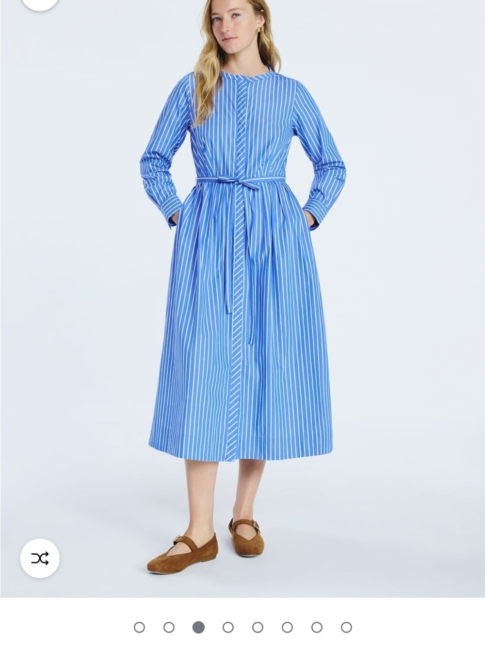 Free Assembly sz Medium Blue Striped Midi Shirt Dress long sleeve preppy classic - Picture 11 of 16